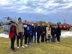 Студенты пожарной безопасности на учениях в Пензенском аэропорту